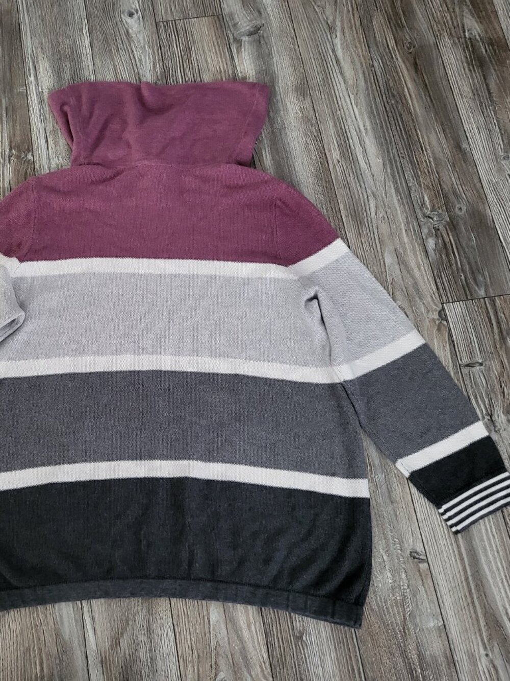 Colorblock Ruched Cowl Neck Striped Knit Sweater 2X - Picture 8 of 11